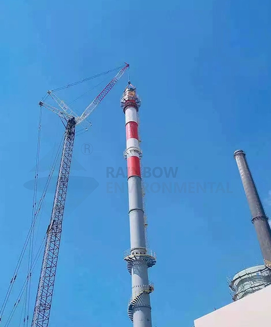 Serbian 90-meter FRP Inner Cylinder Copper Industry Self-standing Steel Chimney